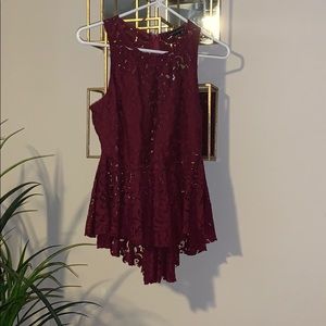 Burgundy peplum Top
